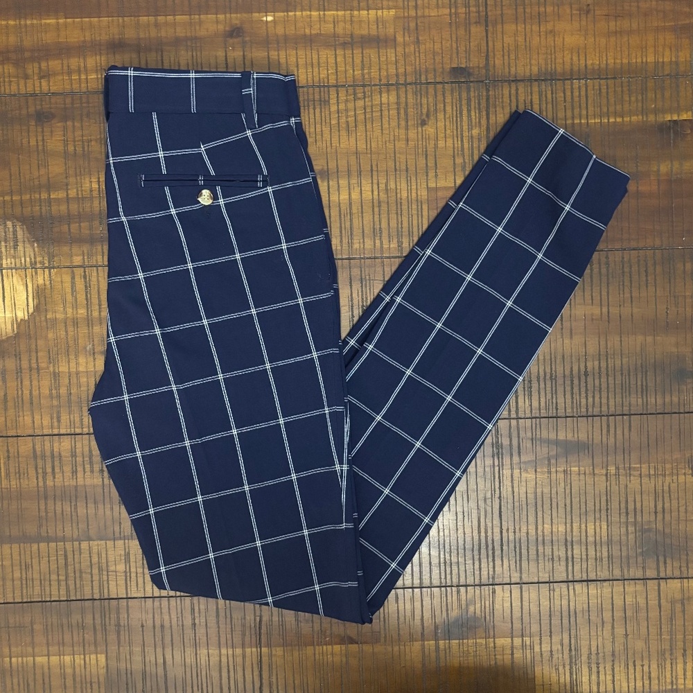 Men's Blue Window Plaid Skinny Pants